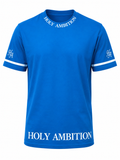Royal blue t-shirt with white embroidery