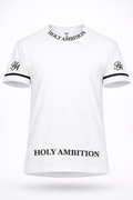 White t-shirt with black embroidery